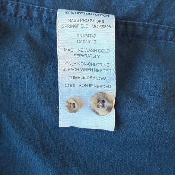 Redhead Mens Long Sleeve Button-Up Shirt Blue Workwear Size L Cotton Retro Style - Picture 6 of 7